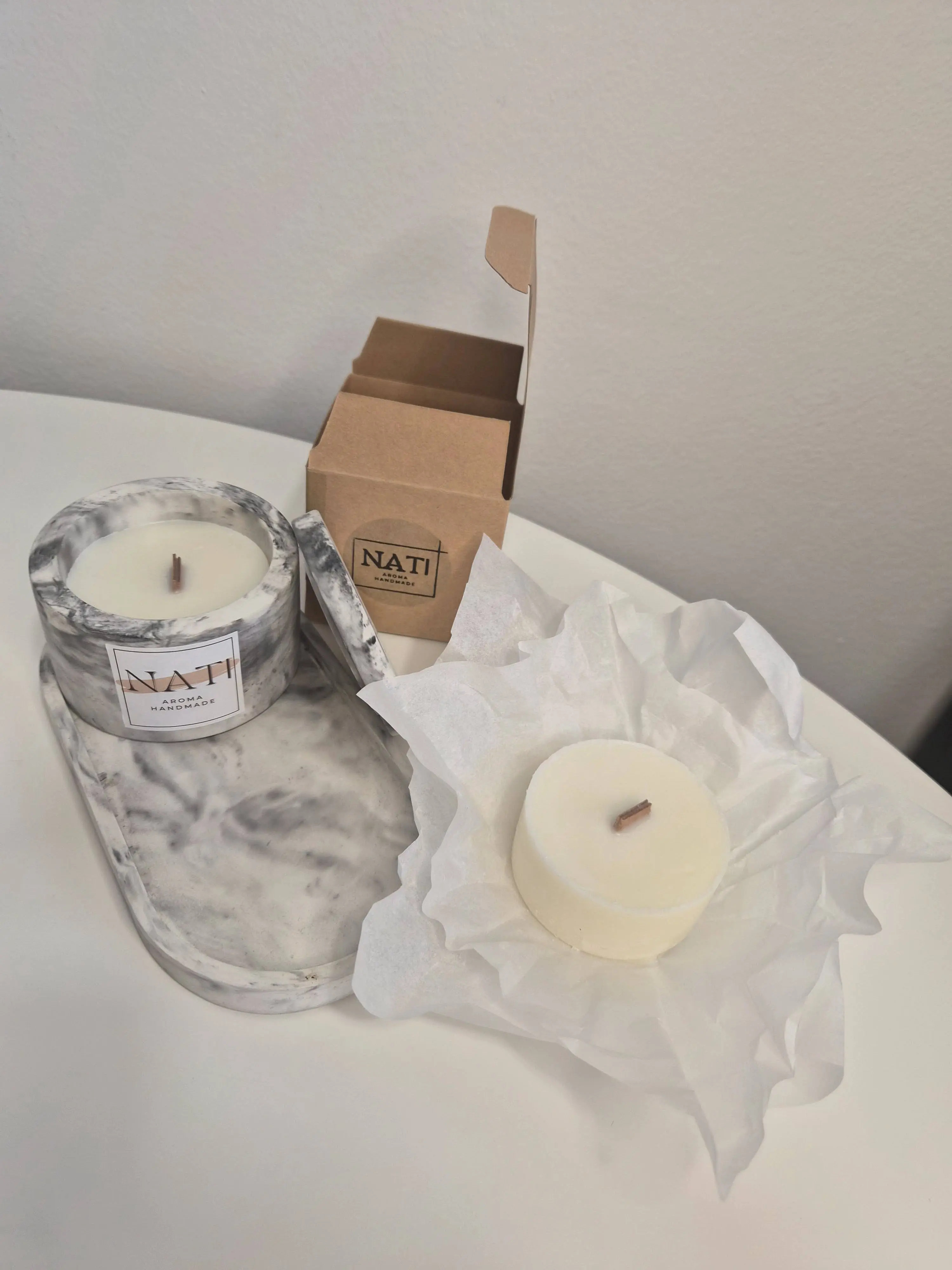 Nati Aroma Handmade 100% Soy Candles with Tray and Refill